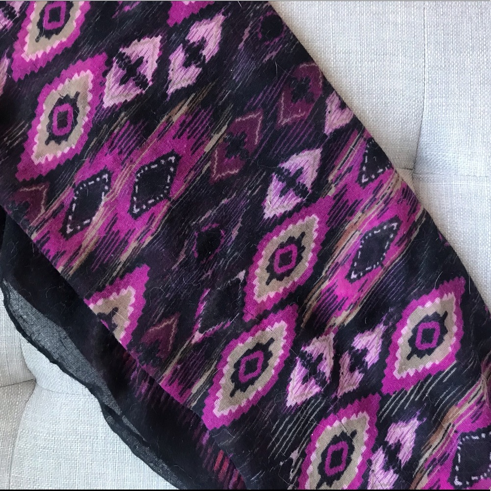 Pink and black patterned scarf
